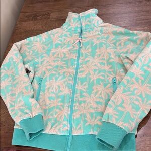 Chubbies Palm Leaf Zip Up Fleece Jacket Size Small. Warm. Fun pattern